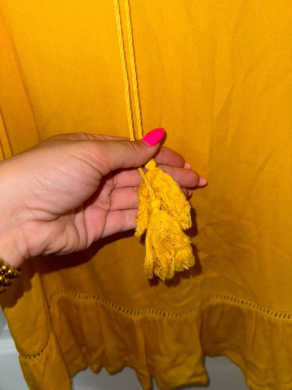 Yellow Ruffled Blouse by Easel - Picture 5 of 6